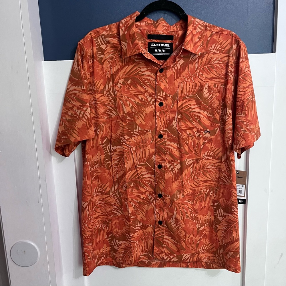 Dakine Men's Orange Palm Combo Aloha Tropical Short-Sleeve Shirt